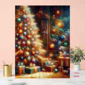 Retro Christmas Tree With Presents Underneath Wall Acrylschild (Hochzeit)
