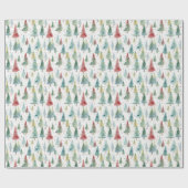 Retro Christmas Trees Geschenkpapier (Flach)