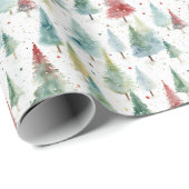 Retro Christmas Trees Geschenkpapier (Rolleneckpunkt)
