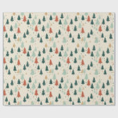 Retro Christmas Trees Geschenkpapier (Flach)