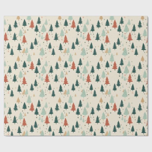 Retro Christmas Trees Geschenkpapier (Flach)