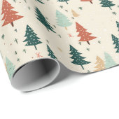 Retro Christmas Trees Geschenkpapier (Rolleneckpunkt)