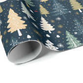 Retro Christmas Trees Geschenkpapier (Rolleneckpunkt)