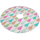Retro Christmas Trees Holiday Tree Skirt Polyester Weihnachtsbaumdecke (Schrägansicht)