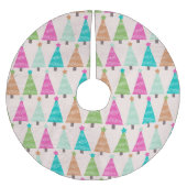 Retro Christmas Trees Holiday Tree Skirt Polyester Weihnachtsbaumdecke (Vorderseite)