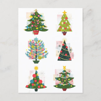 Retro Christmas Trees Postkarte