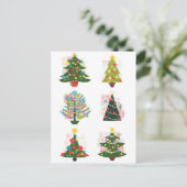 Retro Christmas Trees Postkarte (Stehend Vorderseite)