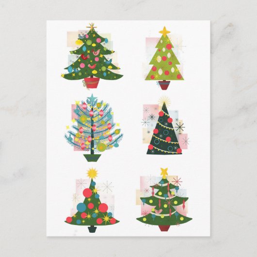 Retro Christmas Trees Postkarte (Vorderseite)