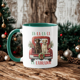 Retro Christmas Truck Labrador Dog Kaffee Tasse