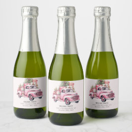 Retro Christmas Truck Mini Champagne Labels Schaumweinetikett