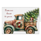 Retro Christmas Truck Sheltie Dog Card (Vorderseite (Horizontal))