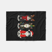 Retro Christmas Tuxedo Cat Santa Reindeer Fleecedecke (Vorderseite (Horizontal))