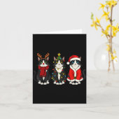Retro Christmas Tuxedo Cat Santa Reindeer Karte (Gelbe Blume)