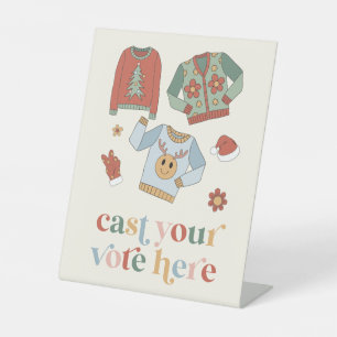 Retro Christmas Ugly Sweater Contest Votum-Signatu Sockelschild