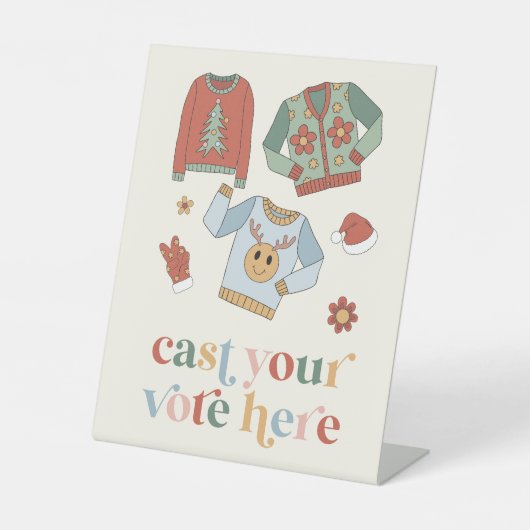 Retro Christmas Ugly Sweater Contest Votum-Signatu Sockelschild (Vorderseite)