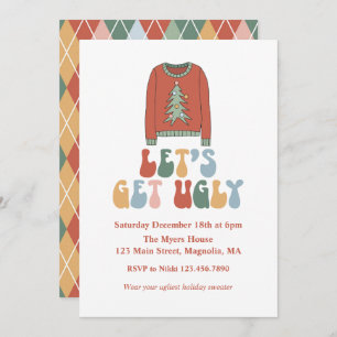 Retro Christmas Ugly Sweater Party Einladung