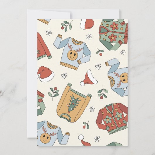 Retro Christmas Ugly Sweater Party Einladung (Rückseite)