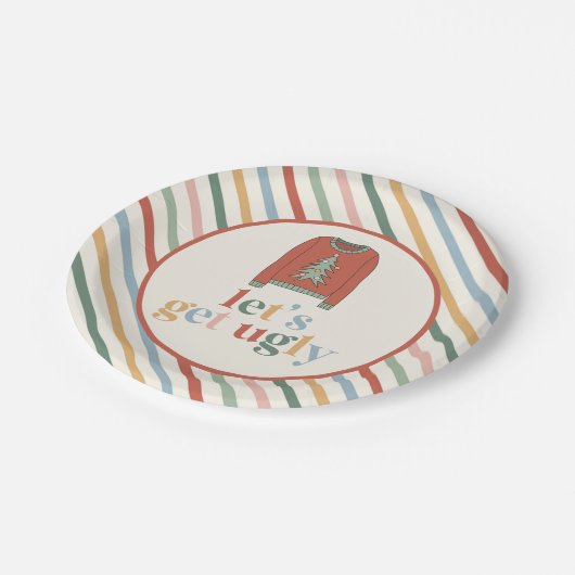 Retro Christmas Ugly Sweater Party Paper Teller (Schrägansicht)