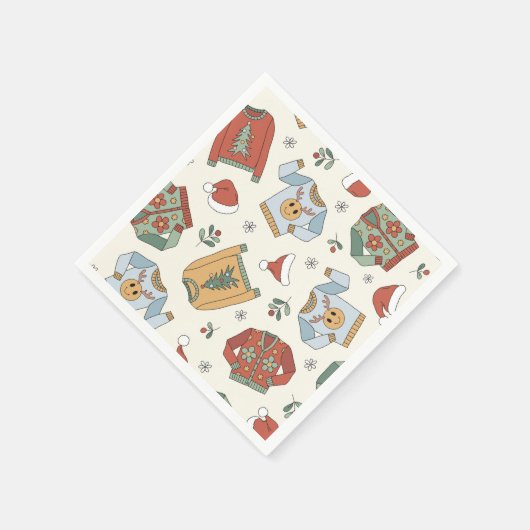 Retro Christmas Ugly Sweater Party Serviette (Ecke)