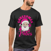 Retro Christmas Vibes Pink Santa Claus Funny Xmas T-Shirt (Vorderseite)