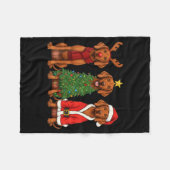 Retro Christmas Vizsla Santa Reindeer Dog Lover Fleecedecke (Vorderseite (Horizontal))