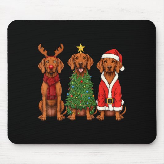 Retro Christmas Vizsla Santa Reindeer Dog Lover Mousepad (Vorne)