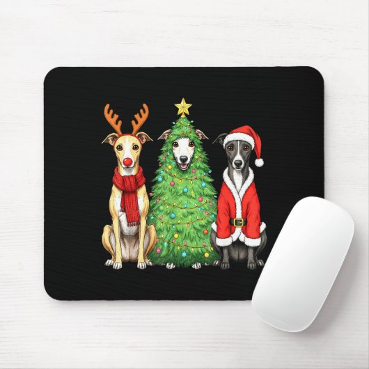 Retro Christmas Whippet Santa Reindeer Dog Lover Mousepad (Mit Mouse)