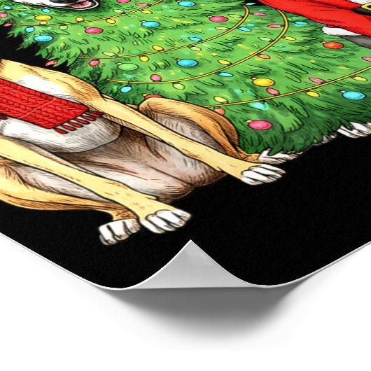 Retro Christmas Whippet Santa Reindeer Dog Lover Poster (Ecke)