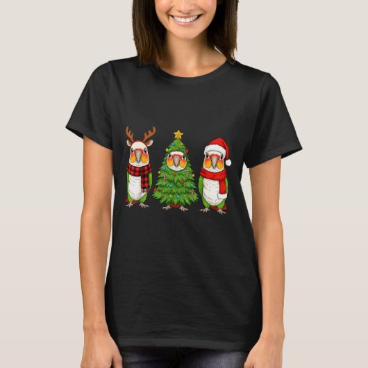 Retro Christmas White Bellied Caique Parrot Santa  T-Shirt (Vorderseite)