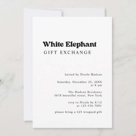 Retro Christmas White Elephant Gift Exchange Einladung (Vorderseite)