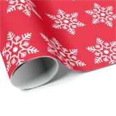Retro Christmas White Snow Flakes Vintag Geschenkpapier (Rolleneckpunkt)