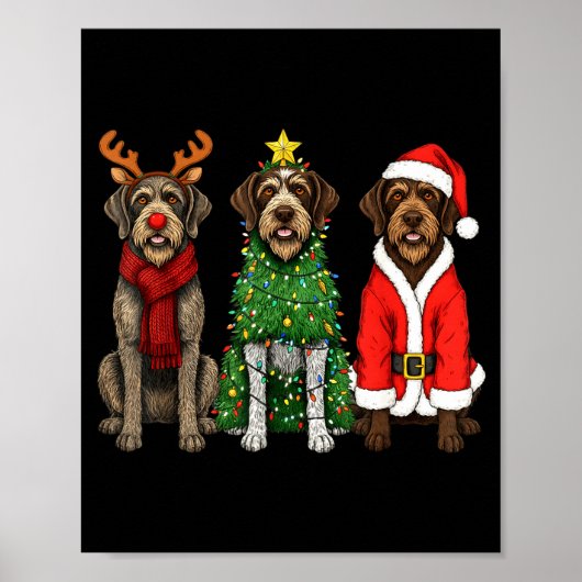 Retro Christmas Wirehaired Inting Griffon Santa Re Poster (Vorne)