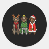 Retro Christmas Wirehaired Inting Griffon Santa Re Runder Aufkleber (Vorderseite)
