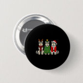 Retro Christmas Wolf Santa Reindeer Button (Vorne & Hinten)