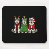 Retro Christmas Wolf Santa Reindeer Mousepad (Vorne)