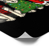 Retro Christmas Wolf Santa Reindeer Poster (Ecke)