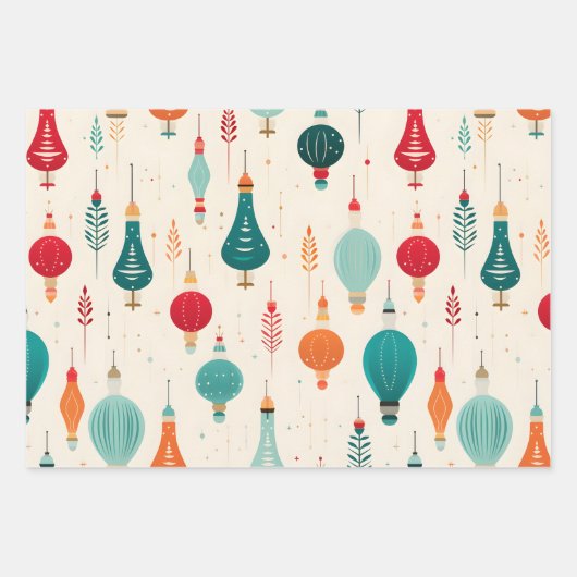 Retro Christmas Wrap, Weihnachtsumschlag, Retro Geschenkpapier Set (Vorderseite 2)