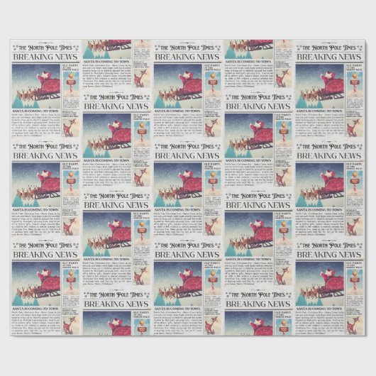 Retro Christmas Wrapping Paper Newspaper Wrap Geschenkpapier (Flach)