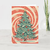 Retro-Christnachtsbaum-Blizzard Feiertagskarte (Vorderseite)