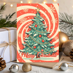 Retro-Christnachtsbaum-Blizzard Feiertagskarte