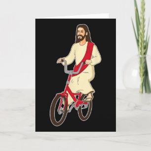 Retro-Christus auf einem Fahrrad Lustiger Herr Jes Karte
