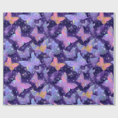 Retro Chrome Hearts und Schmetterlinge Geschenkpapier (Flach)