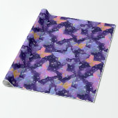 Retro Chrome Hearts und Schmetterlinge Geschenkpapier (Ungerollt)