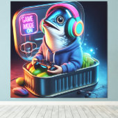 Retro Chunky Sardine Gamer Deep Sea Vibes Art Leinwanddruck (Insitu (Holzboden))