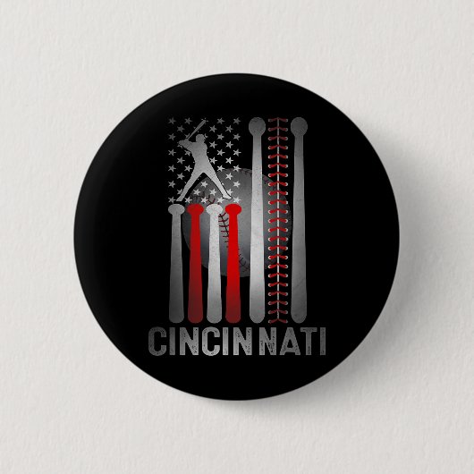 Retro Cincinnati Amerikanische Flagge abgenutzt Ba Button (Vorderseite)