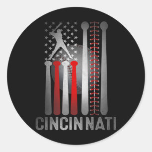 Retro Cincinnati Amerikanische Flagge Abgenutzt Ba Runder Aufkleber