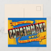 Retro Cincinnati Gruß Postkarte (Vorne/Hinten)