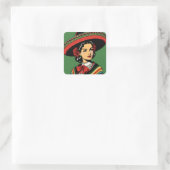 Retro Cinco de Mayo Fiesta Gastgeschenk Quadratischer Aufkleber (Tasche)