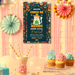 Retro Cinco De Mayo Niedliche Katze Gender Reveal  Fotodruck