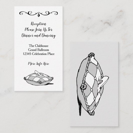 Retro Cinderella Schwarz-weiße Custom Empfang Card Begleitkarte (Vorne/Hinten)